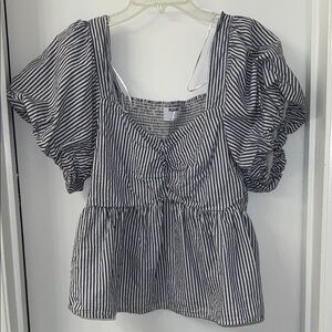Old Navy Black and White Striped Blouse